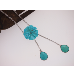 pendentif bleu turquoise fleur d'Iran