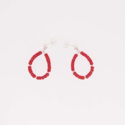 Boucles d'oreilles anneau rondelles corail rouge de méditerranée