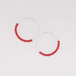 boucles d'oreilles argent et perles corail rouge de méditerranée